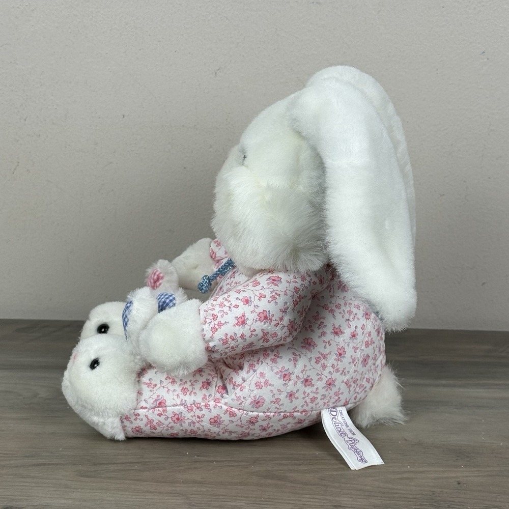Vtg Rabbit Plush Deluxe Playthings Gingham Plaid Ears Bunny Slippers Pajamas 90s - Picture 3 of 11
